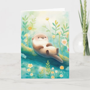 Floral Dreams and Branches Otter Cozy Escape Card