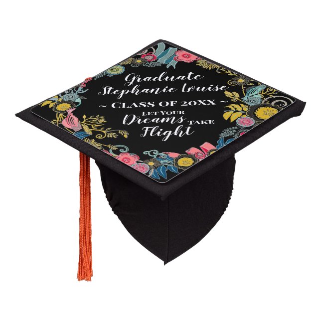 Floral Dreams Graduation Cap Topper (Angled)