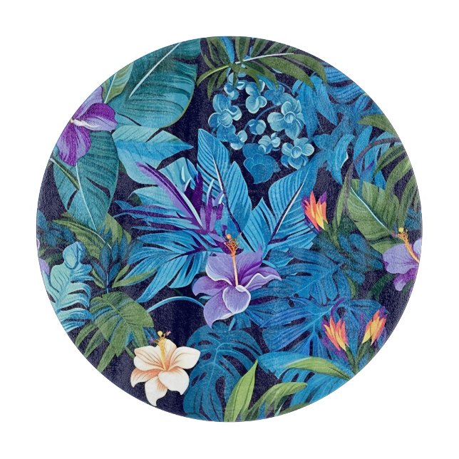 'Floral Dreams' - Tropical floral design Cutting Board (Front)