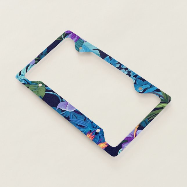 'Floral Dreams' - Tropical floral design License Plate Frame (3/4)