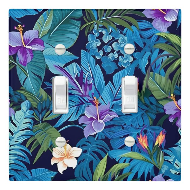 'Floral Dreams' - Tropical floral design Light Switch Cover (In Situ)