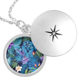 'Floral Dreams' - Tropical floral design Locket Necklace