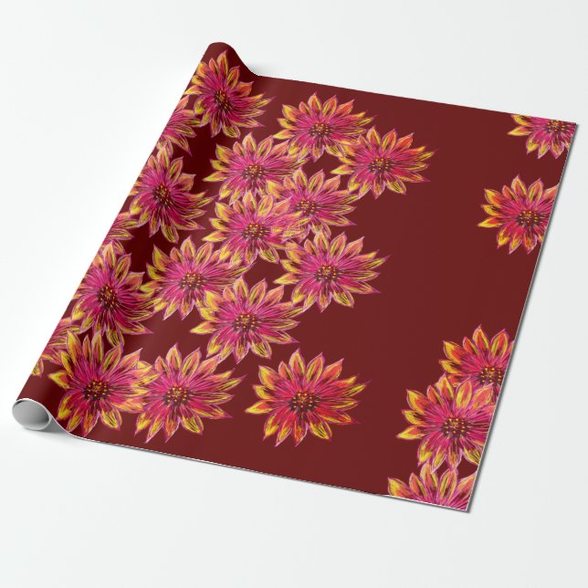 Floral DreM fLOWERS dIGITAL dRAWING Wrapping Paper (Unrolled)