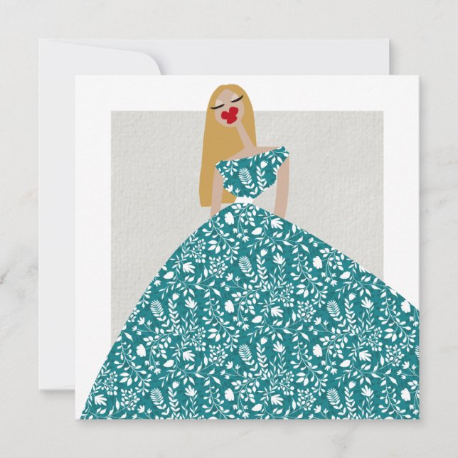 Floral Dress Glam Fashion Illustration Art Card (Front)