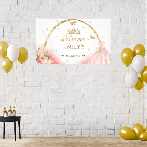 Floral Dress Quinceanera Welcome Sign Banner