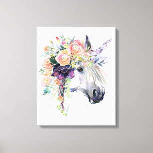 Floral Dressed Unicorn Canvas Print