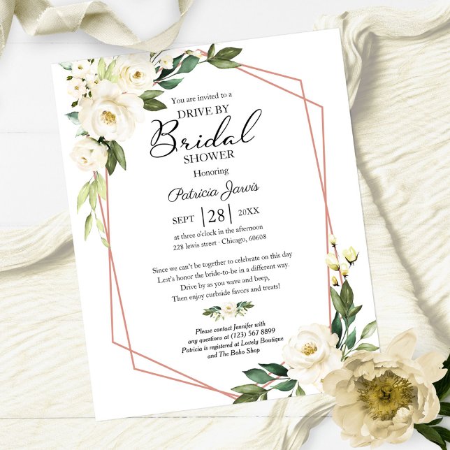 Floral Drive By Bridal Shower Budget Invitation (Creator Uploaded)
