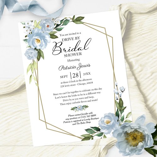 Floral Drive By Bridal Shower Budget Invitation