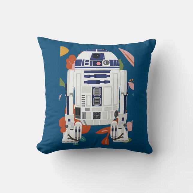 Floral Droid Throw Pillow (Front)