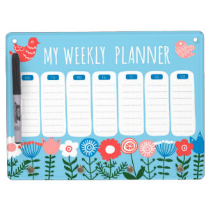 Floral Dry Erase Weekly Planner Board
