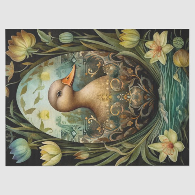 Floral Duck Easter Tissue Paper (Front)