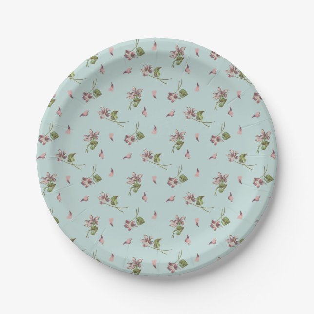 Floral Duck egg Paper Plates (Front)