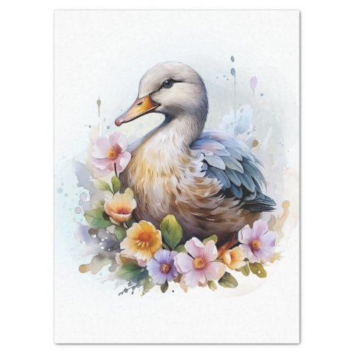 Floral Duck Watercolor Tissue Paper