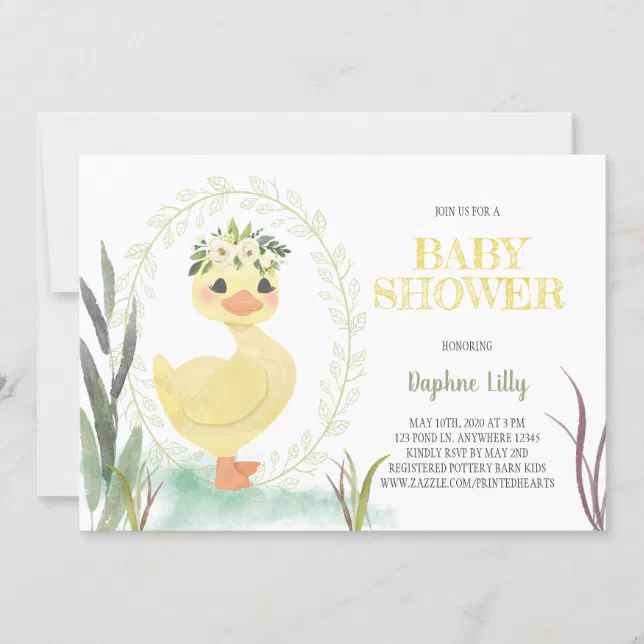 Floral Duckling Baby Shower Invitation Sage Zazzle