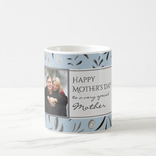 Floral DUSKY BLUE Happy Mothers Day MOTHER Photo Coffee Mug