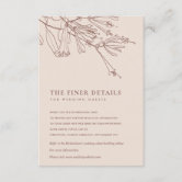 RETRO BLUSH PASTEL LINE DRAWING FLORA RECEPTION ENCLOSURE CARD