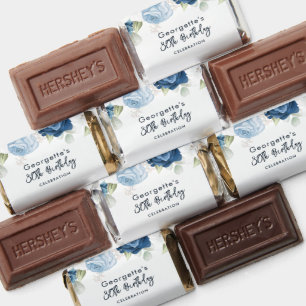 Floral Dusty Blue 80th Birthday Script Party Hershey's Miniatures