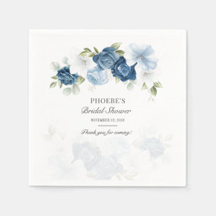Floral Dusty Blue Bloom Eucalyptus Greenery Napkins