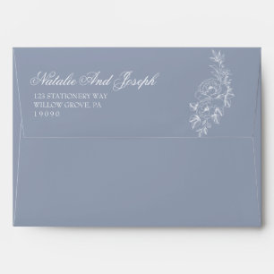 Floral Dusty Blue Boho Botanical Modern Wedding Envelope