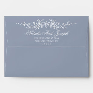 Floral Dusty Blue Boho Chic Botanical Wedding Envelope