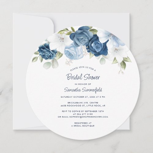 Floral Dusty Blue Botanical Bridal Shower Invitation
