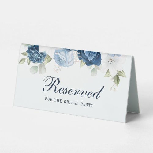 Floral Dusty Blue Botanical Eucalyptus Reserved Table Tent Sign