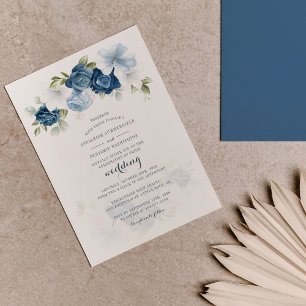 Floral Dusty Blue Botanical Wedding Invitation