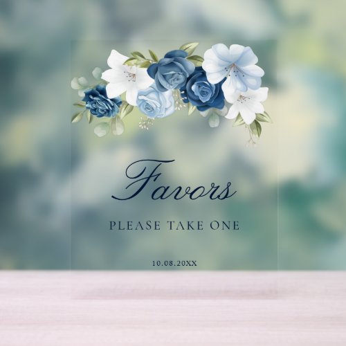 Floral Dusty Blue Bridal Shower Favors  Acrylic Sign