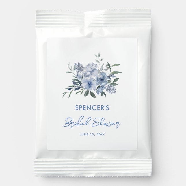 Floral Dusty Blue Bridal Shower Margarita Drink Mix (Front)