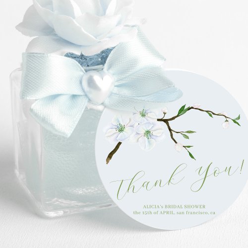 Floral dusty blue bridal shower thank you favor favor tags