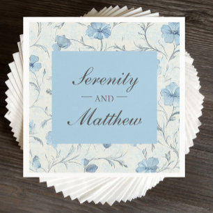 Floral Dusty Blue Country Garden Elegant Wedding Napkins