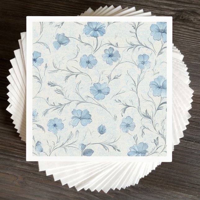 Floral Dusty Blue Country Garden Elegant Wedding Napkins (Creator Uploaded)