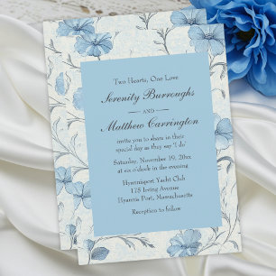 Floral Dusty Blue Country Garden Wedding Invitation
