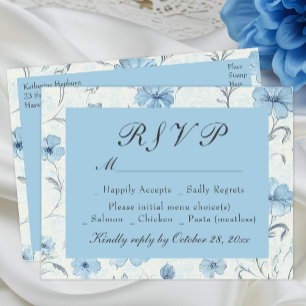 Floral Dusty Blue Country Garden Wedding RSVP Card