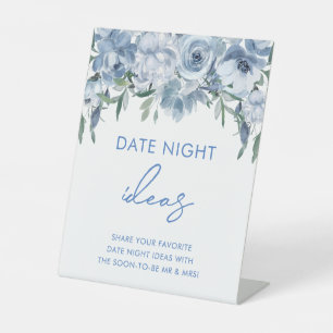 Floral Dusty Blue Date Night Ideas Bridal Shower Pedestal Sign