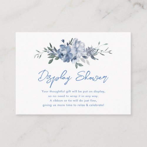Floral Dusty Blue Display Shower Bridal Shower Enclosure Card