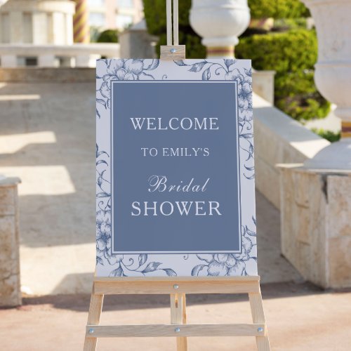 Floral Dusty Blue Elegant Bridal Shower Foam Board