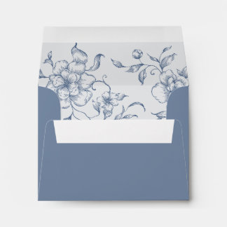 Floral Dusty Blue Elegant Wedding Envelope