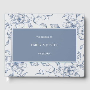 Floral Dusty Blue Elegant Wedding Guest Book