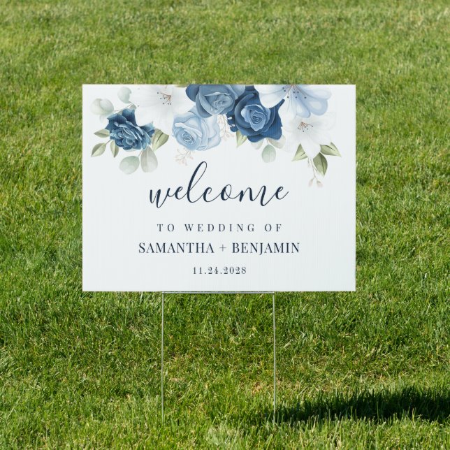 Floral Dusty Blue Eucalyptus Botanical Wedding Sign (Insitu)