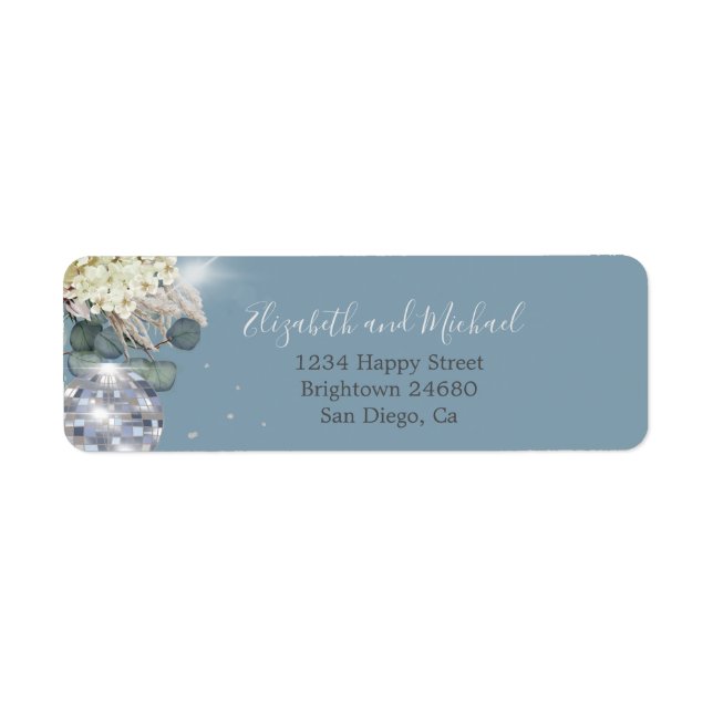 Floral Dusty Blue Eucalyptus Elegant Disco Label (Front)