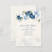 Floral Dusty Blue Eucalyptus Leaves Save the Date Note Card (Front/Back)