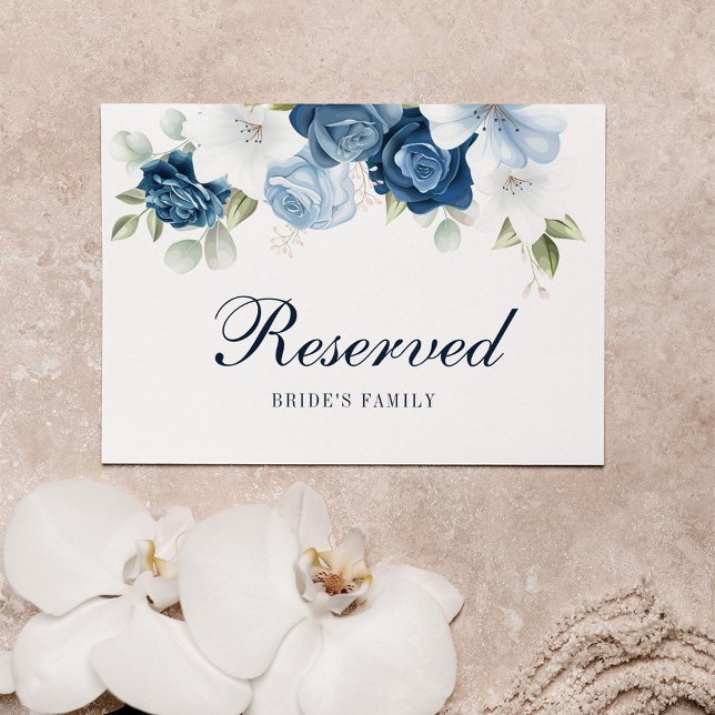 Floral Dusty Blue Eucalyptus Reserved Sign Card (Creator Uploaded)
