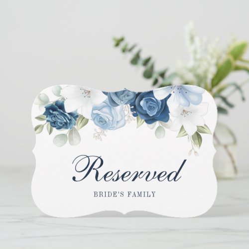Floral Dusty Blue Eucalyptus Reserved Sign Card