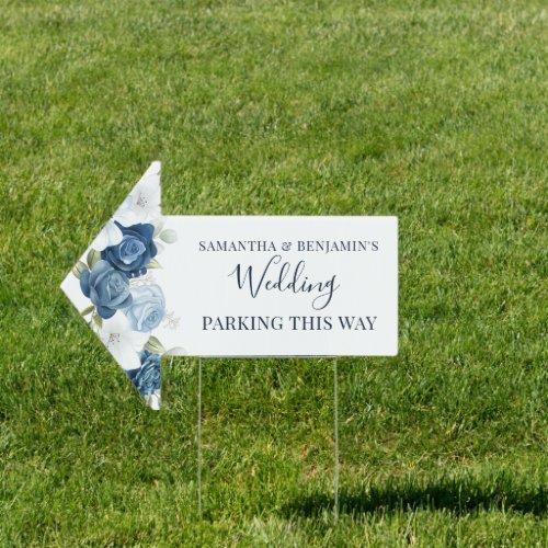 Floral Dusty Blue Eucalyptus Wedding Parking Sign