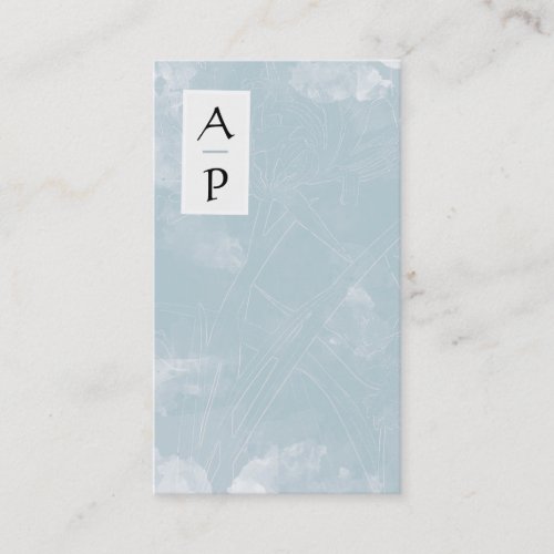  Floral Dusty Blue Flowers Color QR Logo Photo Business Card