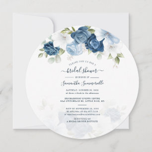 Floral Dusty Blue Flowers Watercolor Bridal Shower Invitation