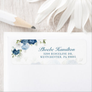 Floral Dusty Blue Greenery Return Address Label