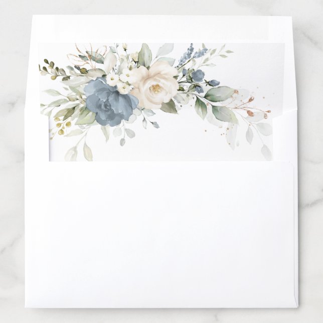 Floral Dusty Blue Greenery Romantic Envelope Liner (In Envelope)