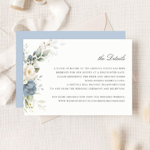 Floral Dusty Blue Greenery Wedding Details Insert Invitation